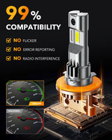 Oxilam Motor Vehicle Lighting OXILAM H11B LED Bulb: 800% Brighter, 6500K White Light, Easy Plug & Play Installation