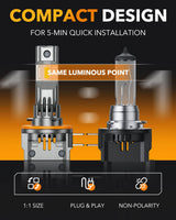 Oxilam Motor Vehicle Lighting OXILAM H11B LED Bulb: 800% Brighter, 6500K White Light, Easy Plug & Play Installation