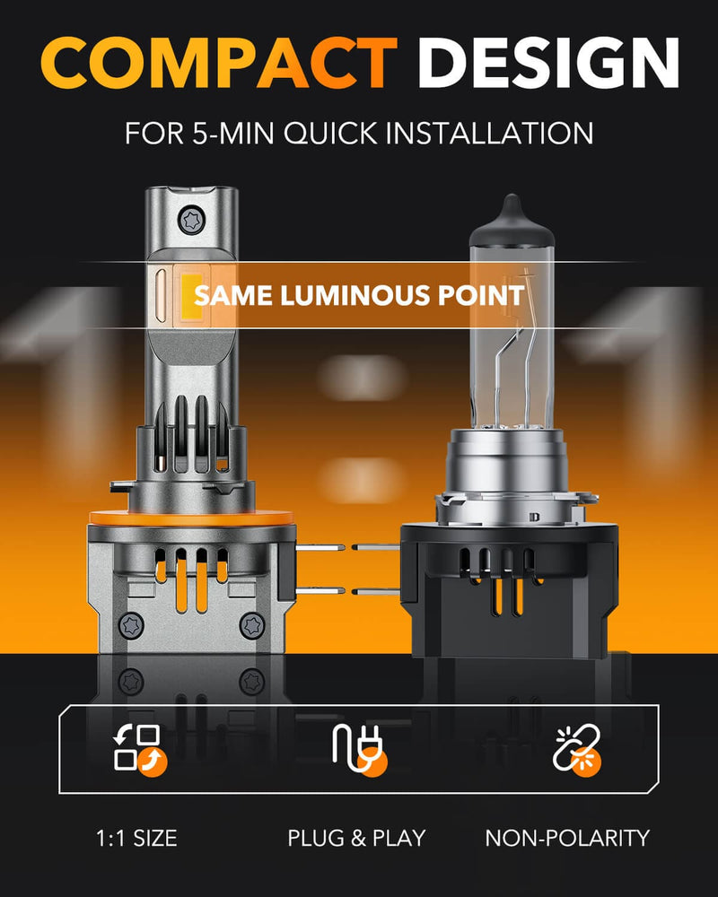 Oxilam Motor Vehicle Lighting OXILAM H11B LED Bulb: 800% Brighter, 6500K White Light, Easy Plug & Play Installation