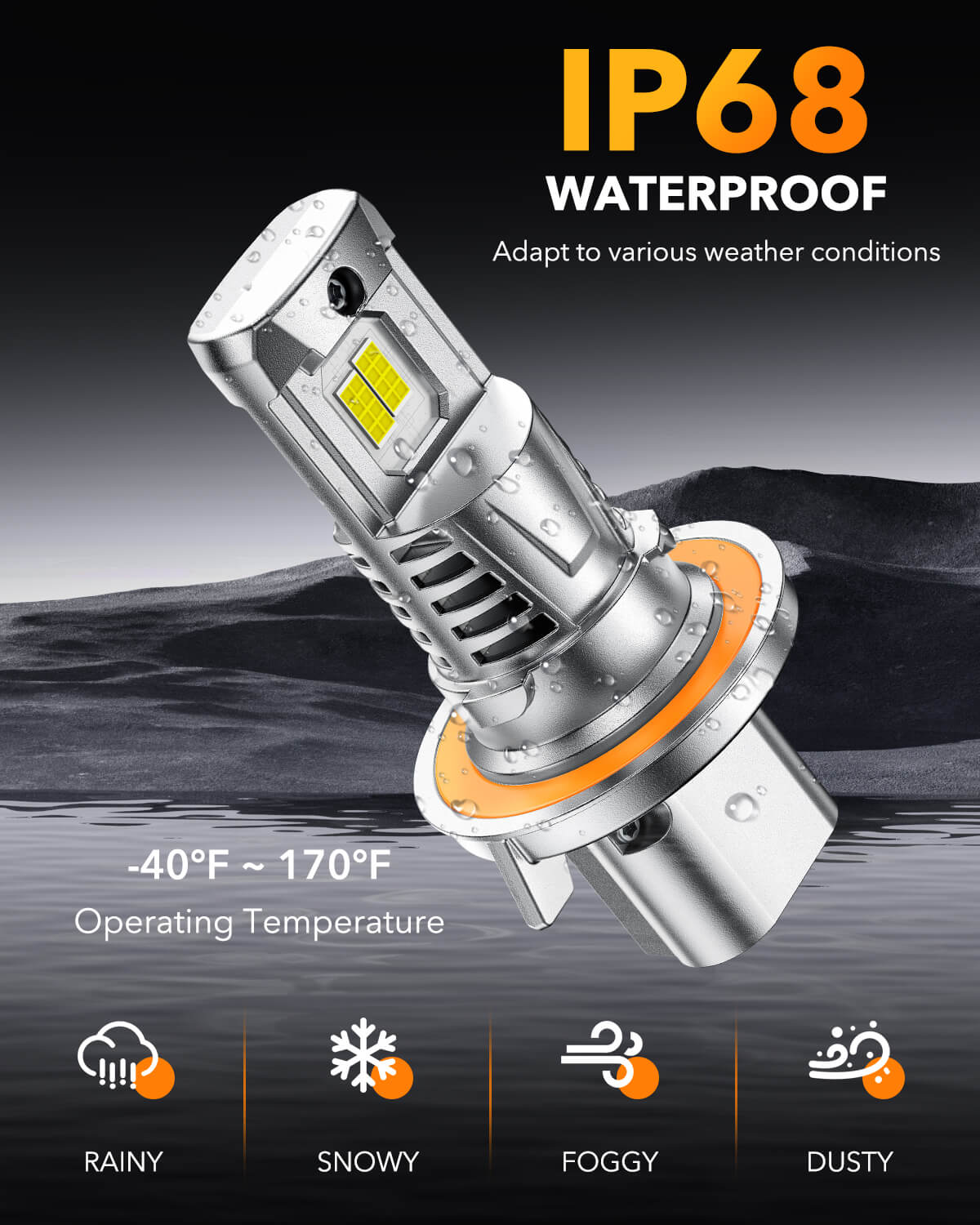 Oxilam Motor Vehicle Lighting OXILAM H13 9008 Light Bulbs, 800% Ultra Brightness, 1:1 Size as Stock Bulb, Wireless
