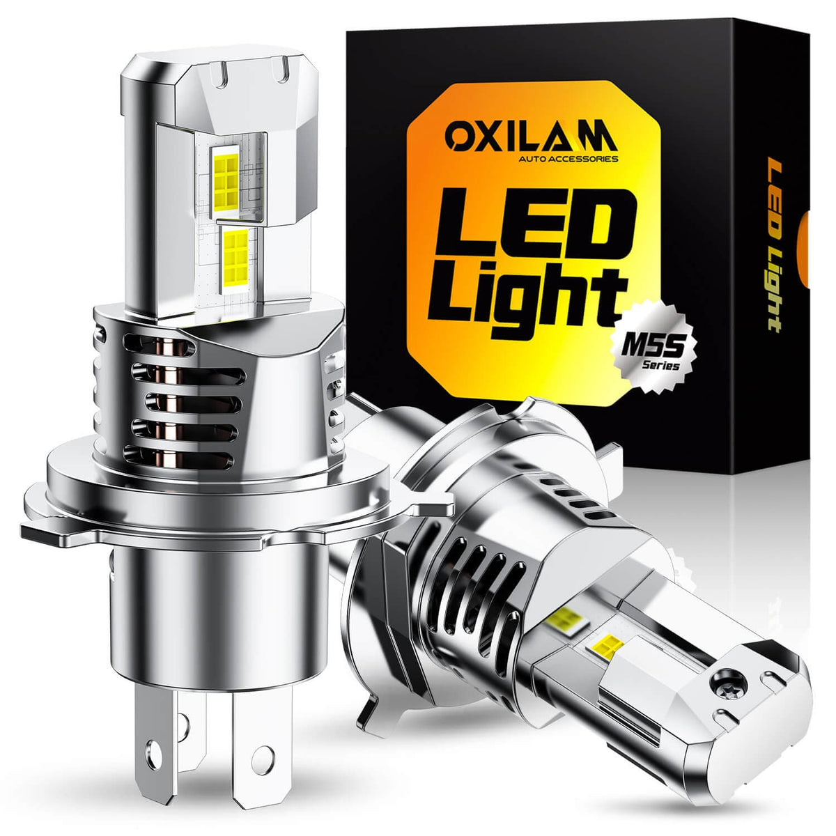 Oxilam Motor Vehicle Lighting OXILAM H4/9003/HB2 Headlight Bulb, 24000LM Plug-N-Play, 6500K with Fan Canbus Error Free for Halogen Replacement LED lights
