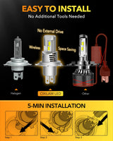 Oxilam Motor Vehicle Lighting OXILAM H4/9003/HB2 Headlight Bulb, 24000LM Plug-N-Play, 6500K with Fan Canbus Error Free for Halogen Replacement LED lights