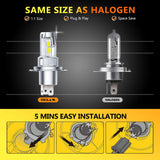 Oxilam Motor Vehicle Lighting OXILAM H4 9003 Light Bulb, 20000LM 600% Brighter, 6500K Cool White, Pack of 2