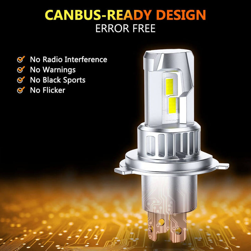 Oxilam Motor Vehicle Lighting OXILAM H4 9003 Light Bulb, 20000LM 600% Brighter, 6500K Cool White, Pack of 2