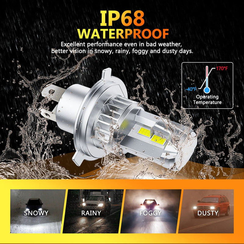 Oxilam Motor Vehicle Lighting OXILAM H4 9003 Light Bulb, 20000LM 600% Brighter, 6500K Cool White, Pack of 2