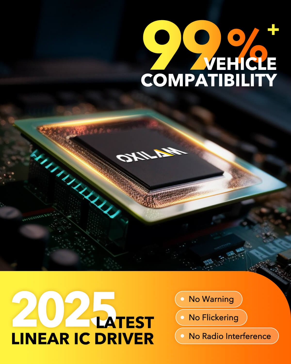 Oxilam Motor Vehicle Lighting OXILAM H7 LED Bulb 24000LM 700% Brighter, 1:1 Size No Adapter Required