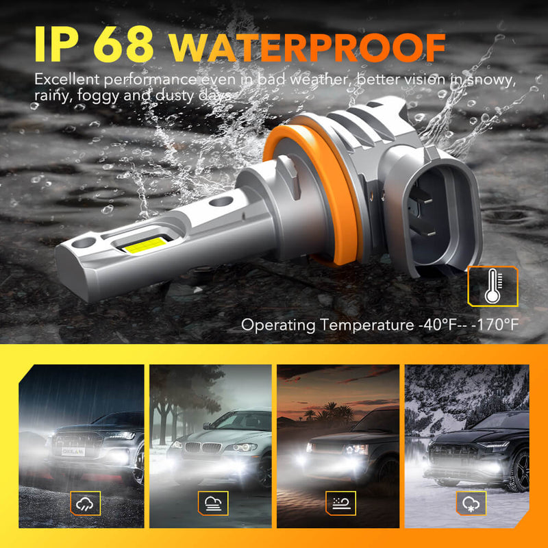 Oxilam Motor Vehicle Lighting OXILAM H8 H9 H11 H16(JP) LED Headlight/ Fog Light Bulbs 6500K High Bright CANbus