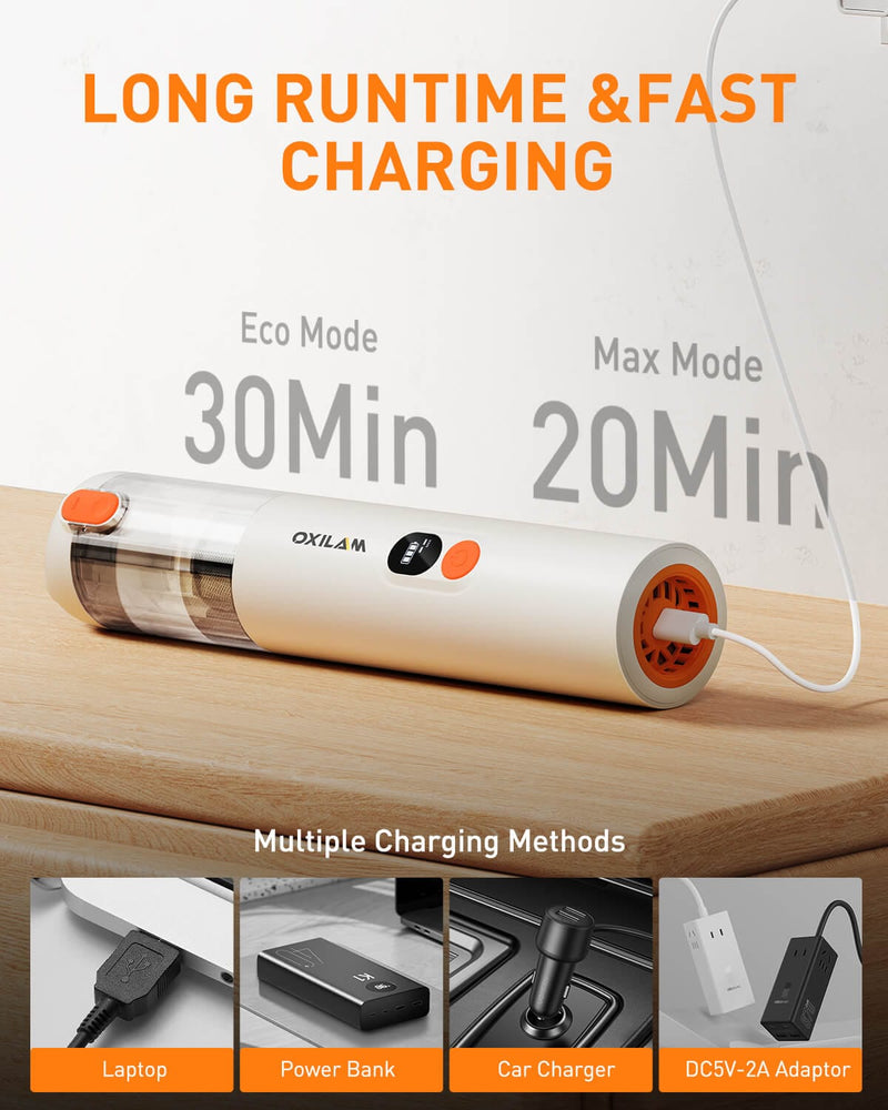 Oxilam Motor Vehicle Parts OXILAM Handheld Car Vacuum Cleaner Cordless, 4 in-1 portable with 14000Pa for Home, Pet, Car, Office