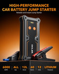 Oxilam OXILAM Jump Starter Y3 6000A for All Gas/12L Diesel, UltraSafe 12V Lithium Battery with 1000 LM Flashlight