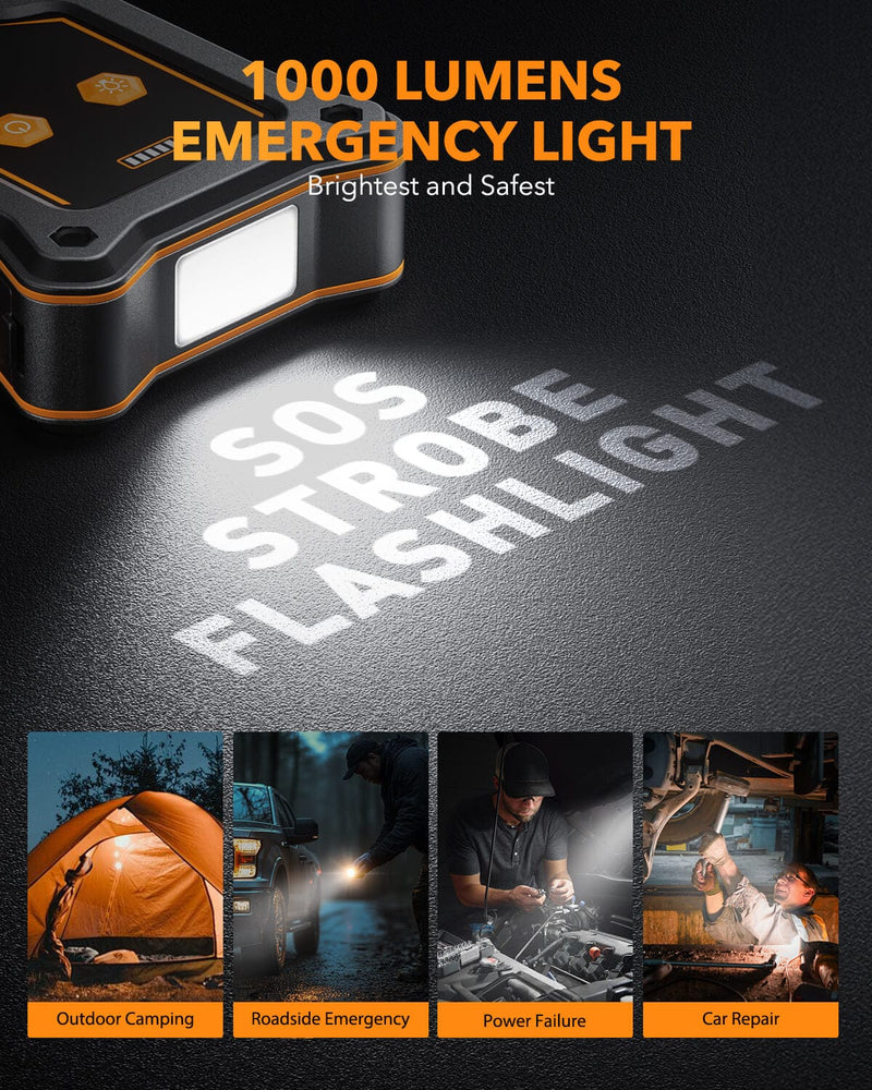 Oxilam OXILAM Jump Starter Y3 6000A for All Gas/12L Diesel, UltraSafe 12V Lithium Battery with 1000 LM Flashlight