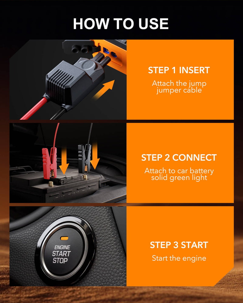 Oxilam Motor Vehicle Parts OXILAM Jump Starter Y5 10000A – 24000mAh Car Battery Booster, Portable 12V Jump Starter with LED Light, USB & Type-C Power Bank