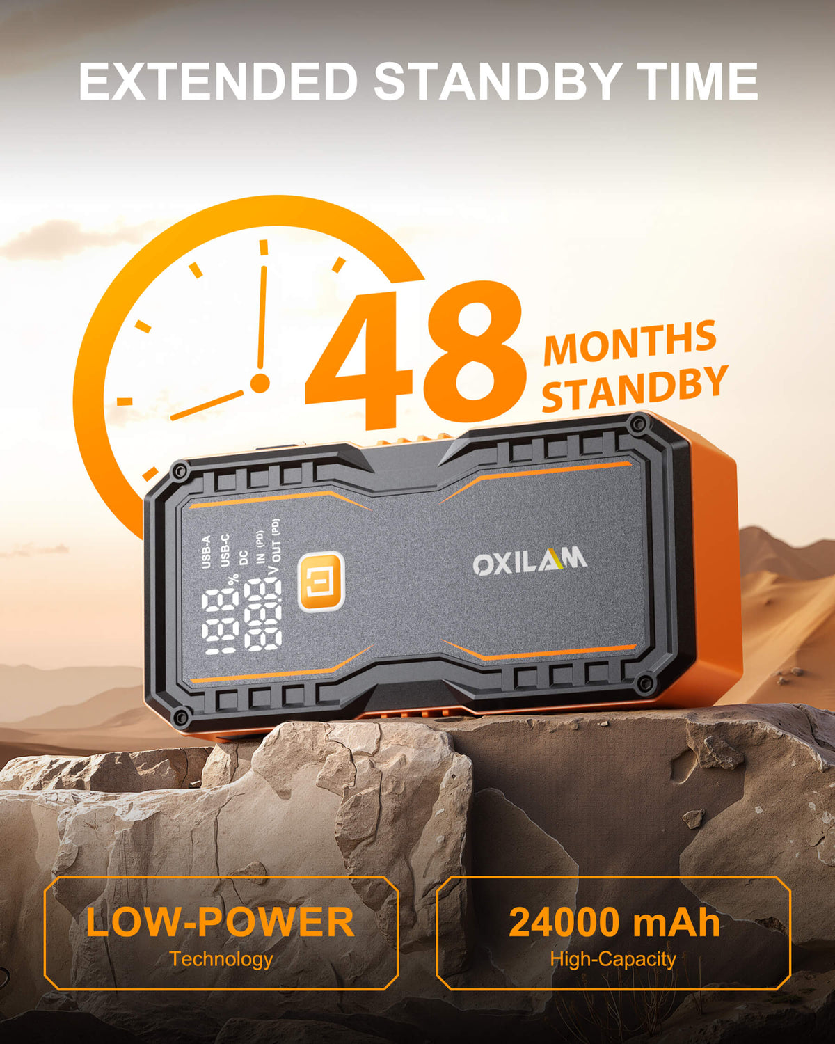 Oxilam Motor Vehicle Parts OXILAM Jump Starter Y5 10000A – 24000mAh Car Battery Booster, Portable 12V Jump Starter with LED Light, USB & Type-C Power Bank