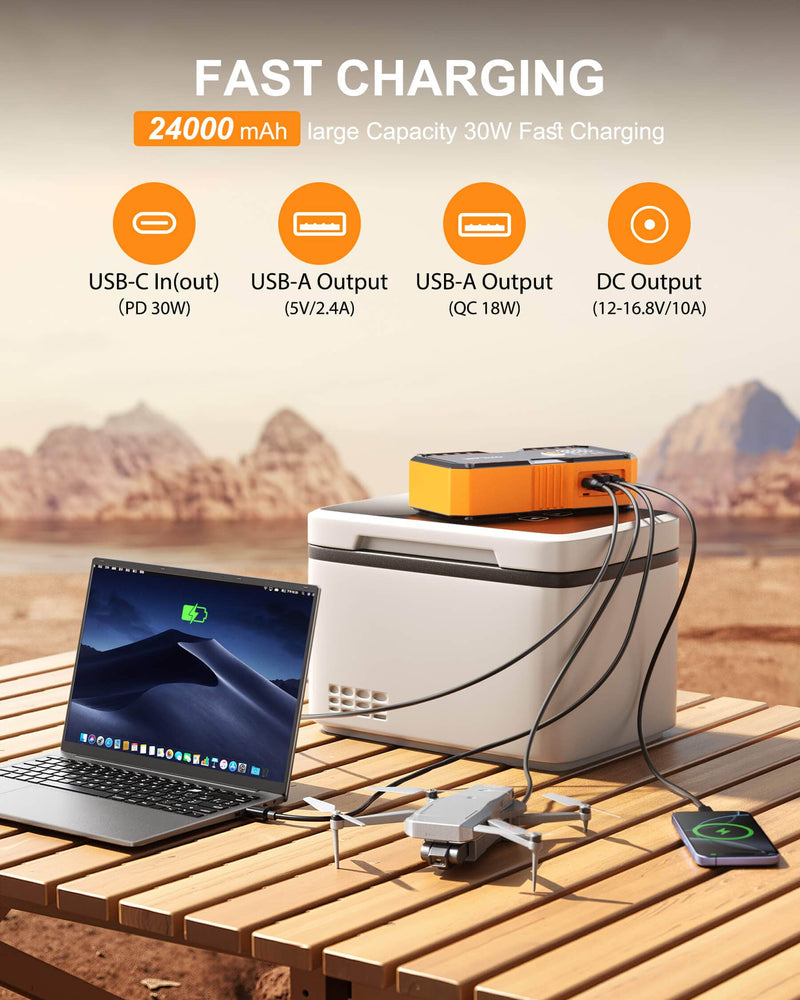 Oxilam Motor Vehicle Parts OXILAM Jump Starter Y5 10000A – 24000mAh Car Battery Booster, Portable 12V Jump Starter with LED Light, USB & Type-C Power Bank