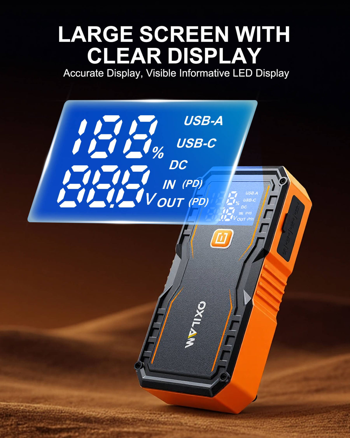 Oxilam Motor Vehicle Parts OXILAM Jump Starter Y5 10000A – 24000mAh Car Battery Booster, Portable 12V Jump Starter with LED Light, USB & Type-C Power Bank