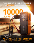 Oxilam Motor Vehicle Parts OXILAM Jump Starter Y5 10000A – 24000mAh Car Battery Booster, Portable 12V Jump Starter with LED Light, USB & Type-C Power Bank