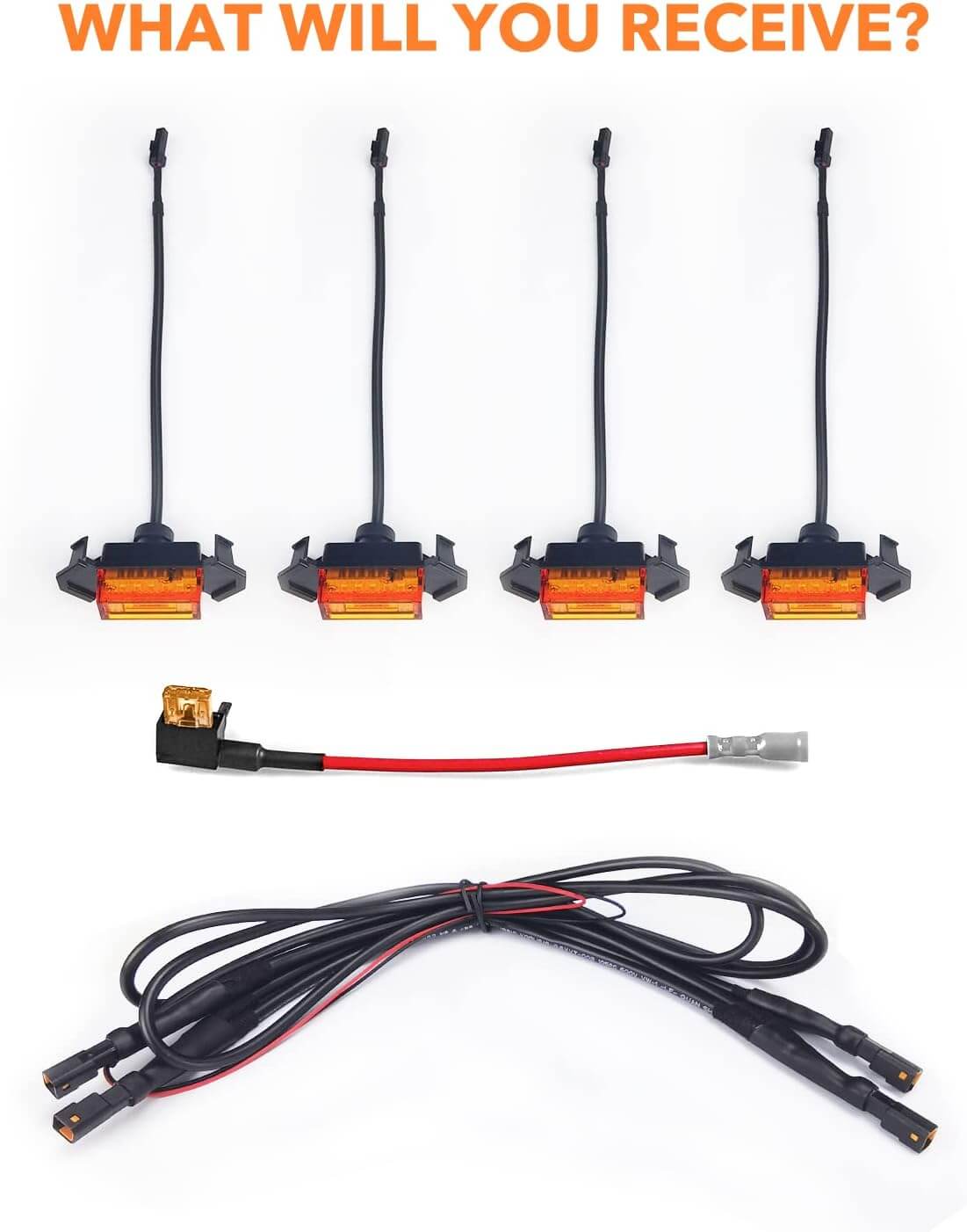 Oxilam Motor Vehicle Lighting OXILAM LED Grille Lights Amber Yellow with Fuse for Tacoma TRD PRO Front Grille 2016 2017 2018 (4PCS, Amber Shell with Amber Light)