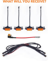 Oxilam Motor Vehicle Lighting OXILAM LED Grille Lights Amber Yellow with Fuse for Tacoma TRD PRO Front Grille 2016 2017 2018 (4PCS, Amber Shell with Amber Light)