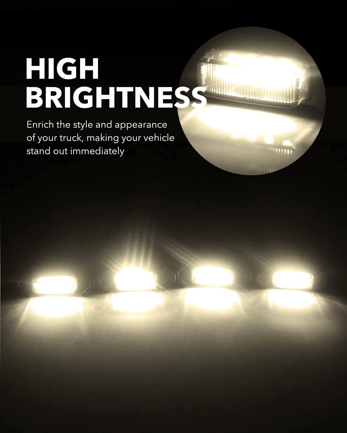 Oxilam Motor Vehicle Lighting OXILAM LED Grille Lights with Harness & Fuse for Toyota Tacoma TRD PRO Front Grille 2016 2017 2018 2019 (4PCS, Black Shell with Warm White Light)