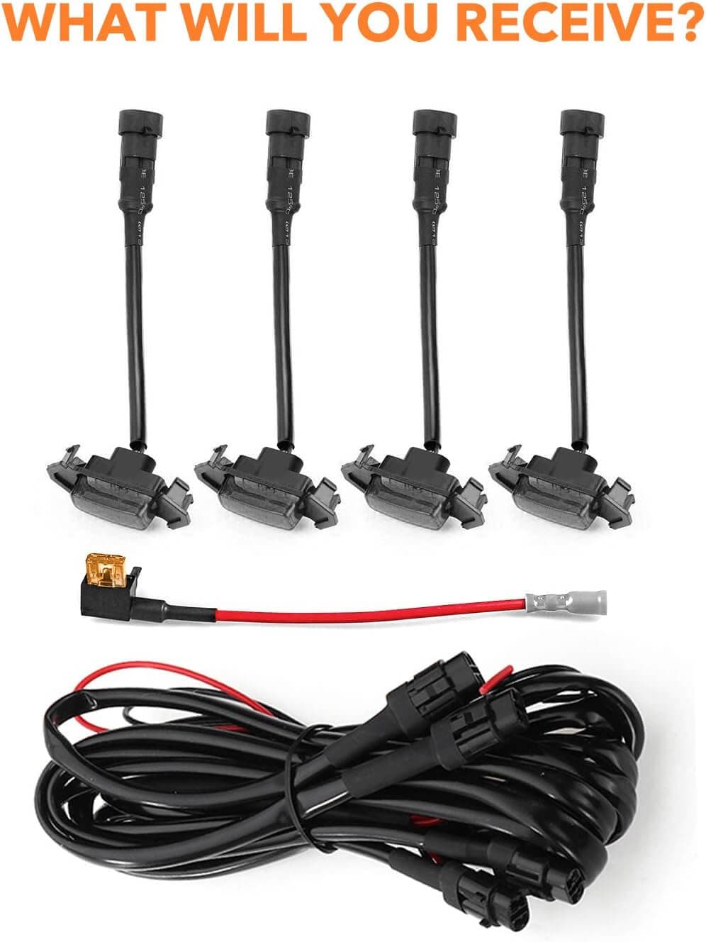 Oxilam Motor Vehicle Lighting OXILAM LED Grille Lights with Harness & Fuse for Toyota Tacoma TRD PRO Front Grille 2016 2017 2018 2019 (4PCS, Black Shell with Warm White Light)