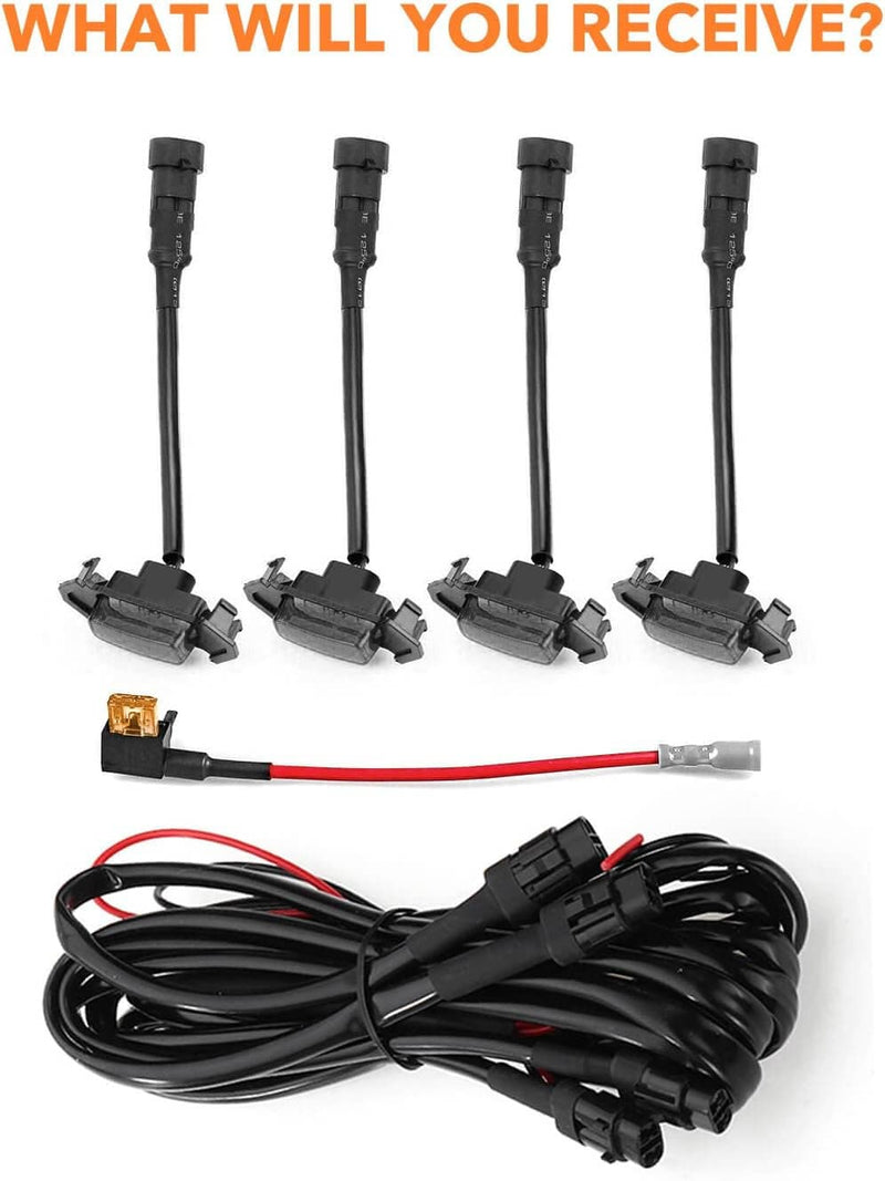 Oxilam Motor Vehicle Lighting OXILAM LED Grille Lights with Harness & Fuse for Toyota Tacoma TRD PRO Front Grille 2016 2017 2018 2019 (4PCS, Black Shell with Warm White Light)