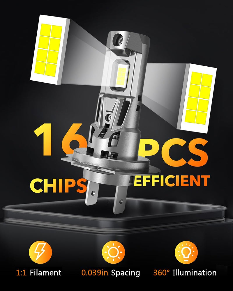 Oxilam Motor Vehicle Lighting OXILAM Newest H7 LED Bulb 22000LM 700% Brighter, 1:1 Size No Adapter Required