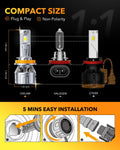 Oxilam Motor Vehicle Lighting OXILAM P2 Series H11/H9/H8 LED Bulbs-36,000 Lumens, 6500K Cool White, Easy Installation, Long Lifespan, Universal Compatibility