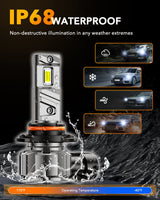 Oxilam Motor Vehicle Lighting OXILAM Q6 Series 9005/HB3 9006/HB4 LED Headlight and Fog Light Bulbs, 34000LM, 6500K White, Fanless, 1:1 Mini Size, Plug and Play, Pack of 4