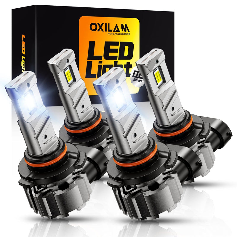 Oxilam Motor Vehicle Lighting OXILAM Q6 Series 9005/HB3 9006/HB4 LED Headlight and Fog Light Bulbs, 34000LM, 6500K White, Fanless, 1:1 Mini Size, Plug and Play, Pack of 4