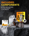 Oxilam Motor Vehicle Lighting OXILAM Q6 Series 9005 HB3 LED Headlight Bulbs, 17000LM 6500K White, Fanless 1:1 Mini Size, Plug and Play, Pack of 2