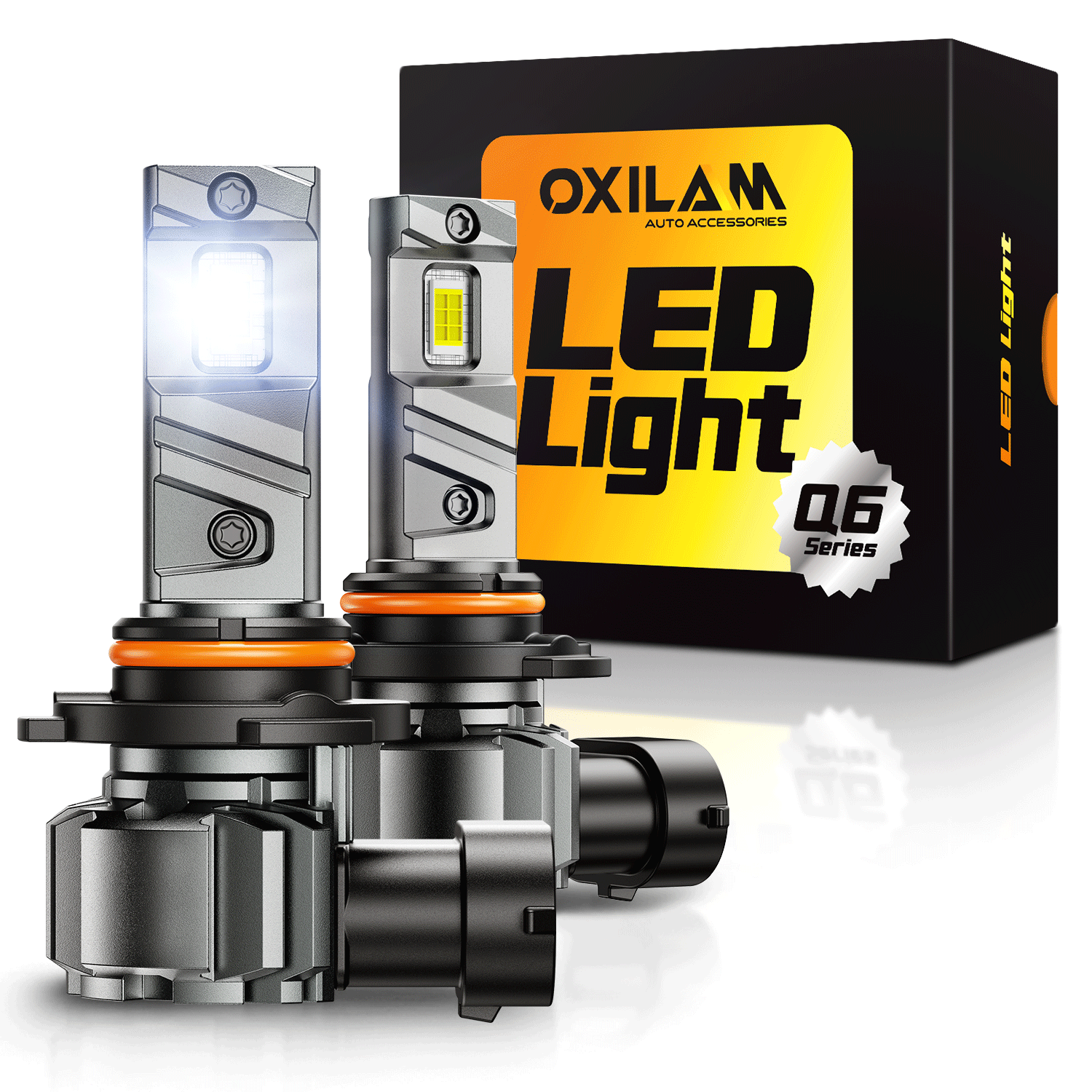 Oxilam Motor Vehicle Lighting OXILAM Q6 Series 9005 HB3 LED Headlight Bulbs, 17000LM 6500K White, Fanless 1:1 Mini Size, Plug and Play, Pack of 2