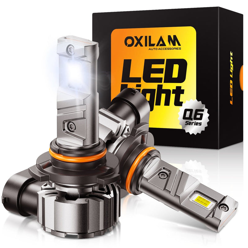 Oxilam Motor Vehicle Lighting OXILAM Q6 Series 9006 HB4 LED Headlight Bulbs, 17000LM 6500K White, Fanless 1:1 Mini Size, Plug and Play, Pack of 2