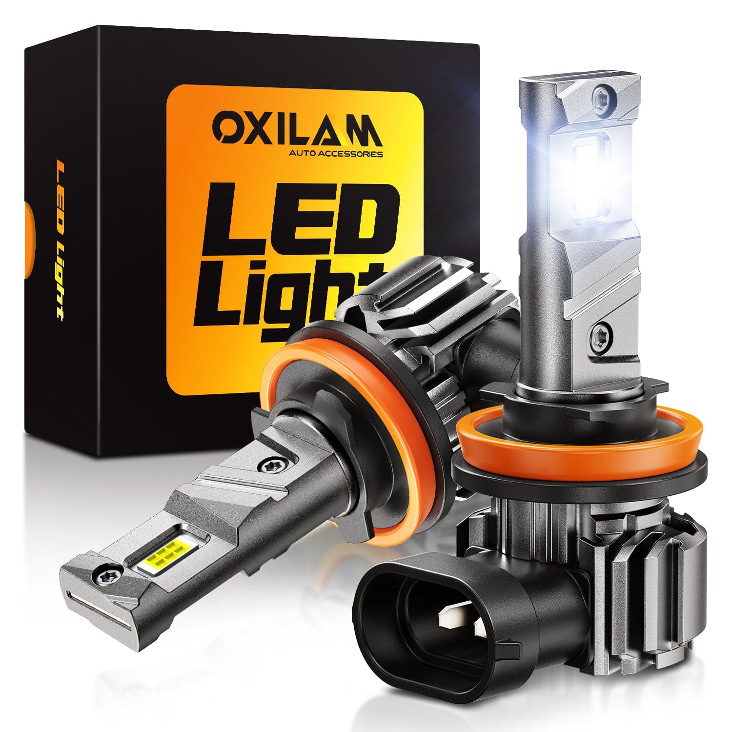 Oxilam Motor Vehicle Lighting OXILAM Q6 Series H11/H8/H9 LED Headlight & Fog Light Bulbs, 17000LM 6500K White, Fanless 1:1 Mini Size, Plug & Play, Pack of 2
