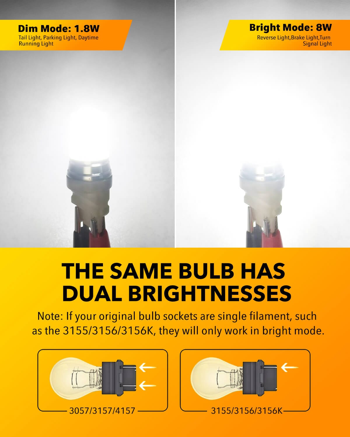 Oxilam Brake OXILAM Upgraded 3156 3157 LED Bulb Reverse Light, 600% Brightness 6500K White, Super Bright 3057 4157 4057 3457 LED Light Bulb with Projector for Backup Reverse Signal Blinker Tail DRL Brake Light