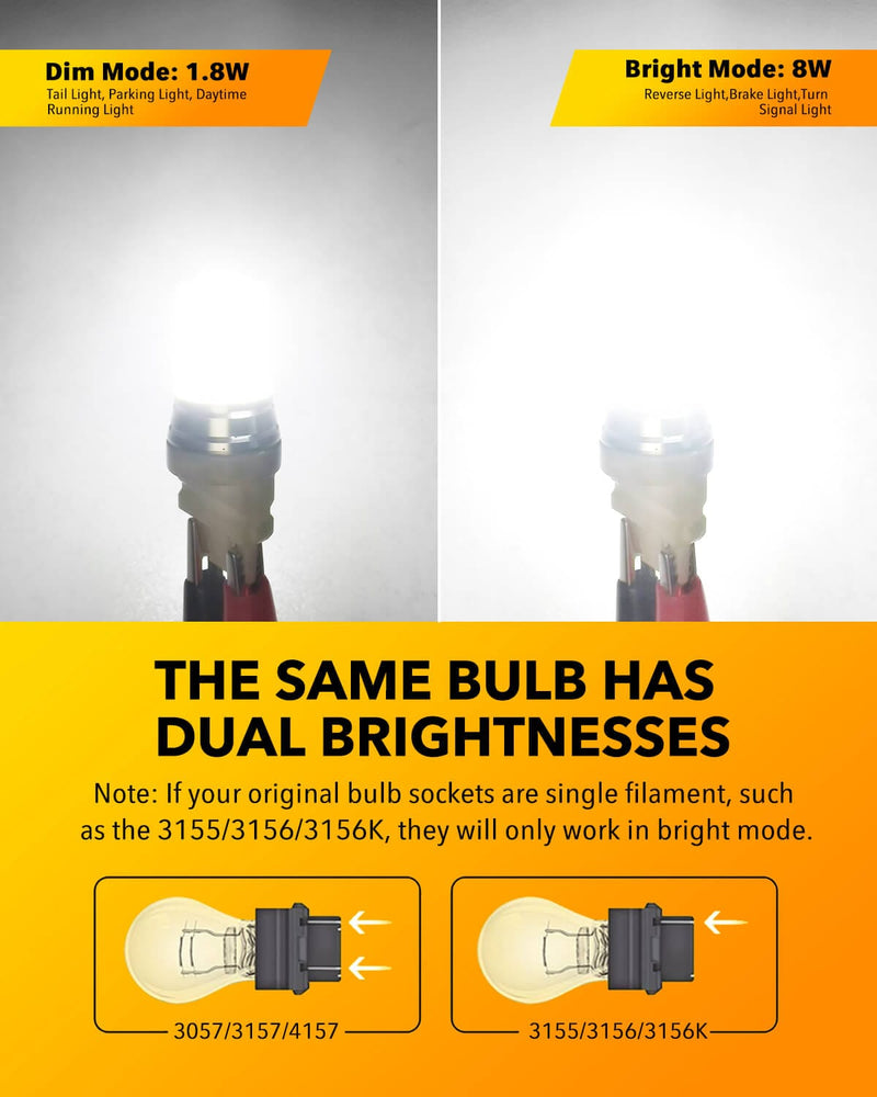 Oxilam Brake OXILAM Upgraded 3156 3157 LED Bulb Reverse Light, 600% Brightness 6500K White, Super Bright 3057 4157 4057 3457 LED Light Bulb with Projector for Backup Reverse Signal Blinker Tail DRL Brake Light