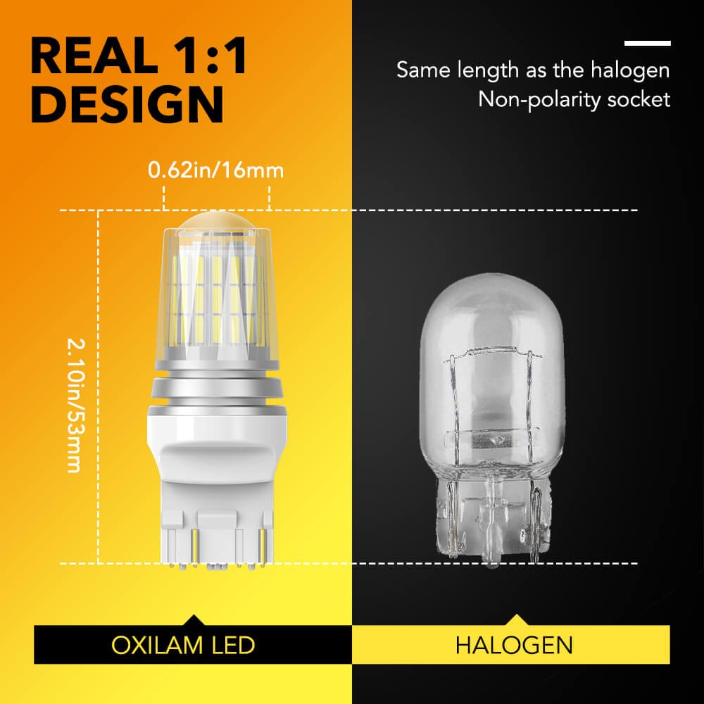Oxilam Motor Vehicle Lighting OXILAM Upgraded 7443 7440 LED Bulb – 3300LM Reverse Light, 500% Brighter, for Backup, Tail, Stop, DRL, Parking Lights, Pack of 2