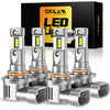 Oxilam OXILAM Upgraded 9005 9006 LED Bulbs Combo, 1:1 Mini Size, 6500K, Canbus Ready, Pack of 4