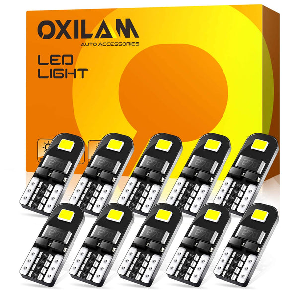 OXILAM White T10 194 W5W 168 2825 LED Bulbs Widely Used as Parking Lights Door Lights License Plate Lights (10 PCS)