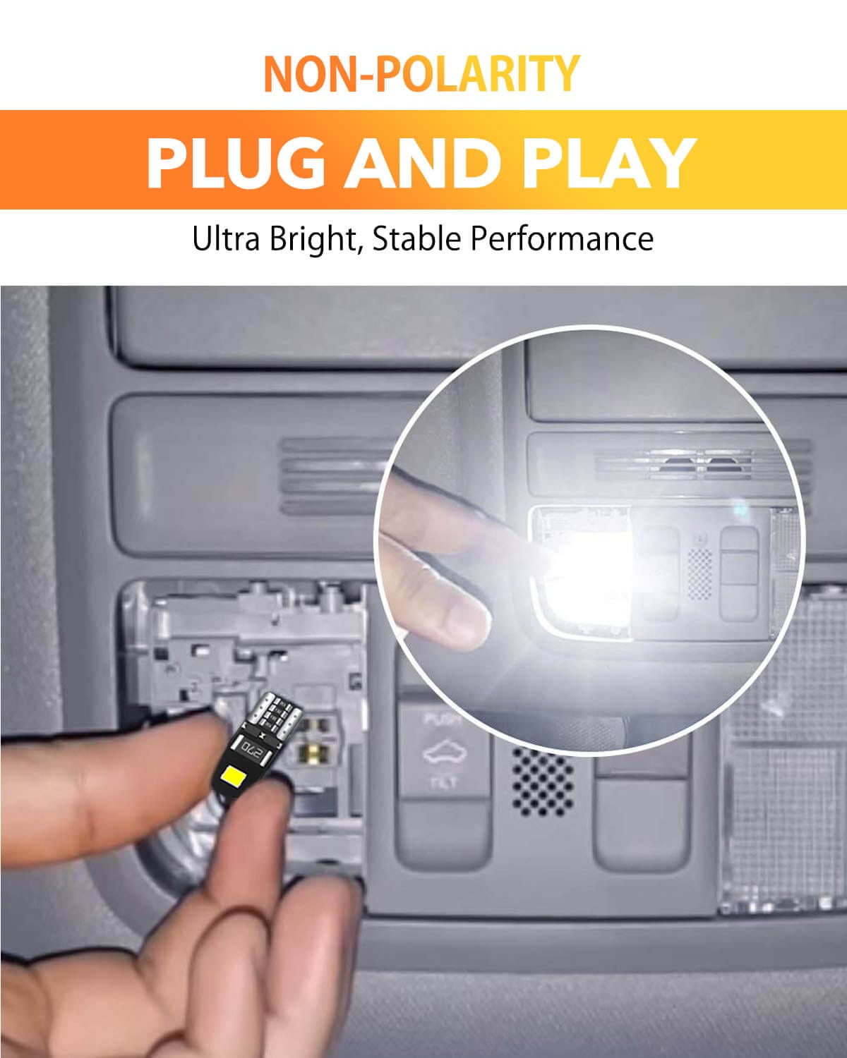 Oxilam OXILAM White T10 194 W5W 168 2825 LED Bulbs Widely Used as Parking Lights Door Lights License Plate Lights (10 PCS)