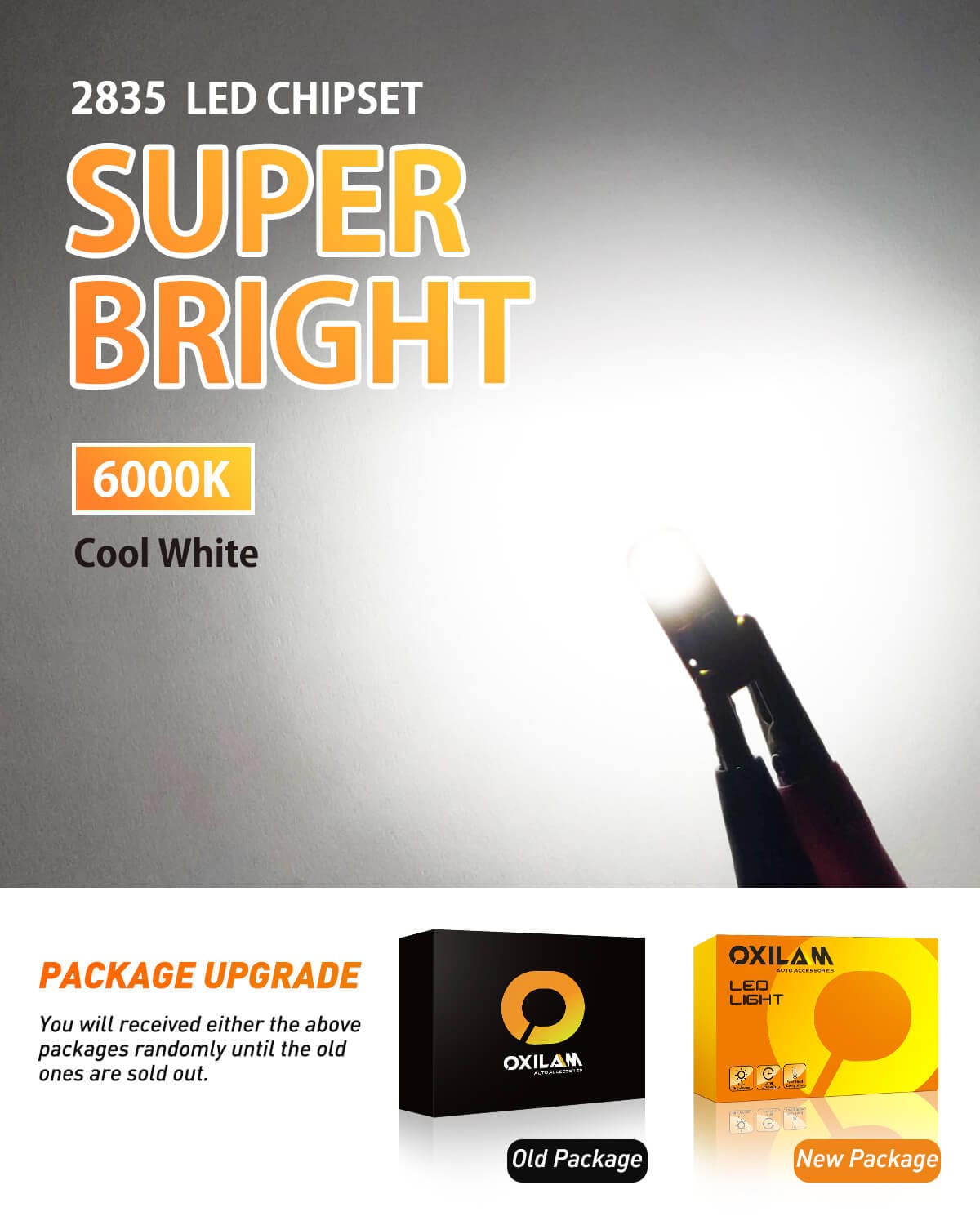 Oxilam OXILAM White T10 194 W5W 168 2825 LED Bulbs Widely Used as Parking Lights Door Lights License Plate Lights (10 PCS)