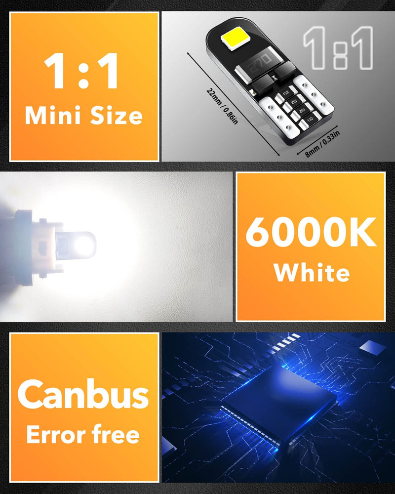 10X Super White T10 194 168 W5W 2825 LED License Plate Interior Light 10X Super White T10 194 168 W5W 2825 LED License Plate Interior Light