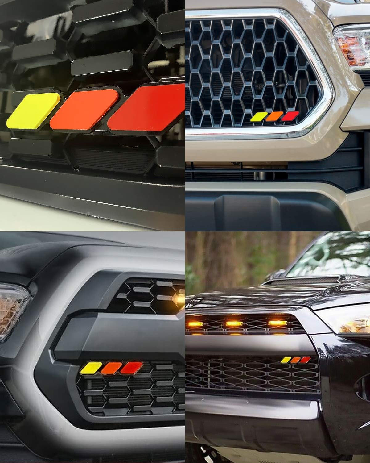Oxilam Motor Vehicle Parts Tri-color Grille Badge Emblem Decoration Accessories Car Truck Label Fit for Tacoma 4Runner Tundra Sequoia Rav4 Highlander (White, Light Gray, Dark Gray)