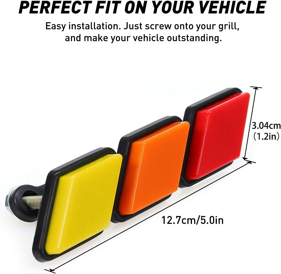 Oxilam Motor Vehicle Parts Tri-color Grille Badge Emblem Decoration Accessories Car Truck Label Fit for Tacoma 4Runner Tundra Sequoia Rav4 Highlander (White, Light Gray, Dark Gray)