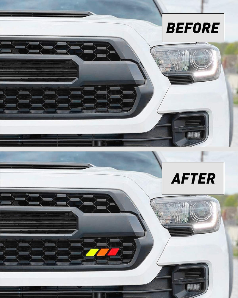 Oxilam Motor Vehicle Parts Tri-color Grille Badge Emblem Decoration Accessories Car Truck Label Fit for Tacoma 4Runner Tundra Sequoia Rav4 Highlander (White, Light Gray, Dark Gray)