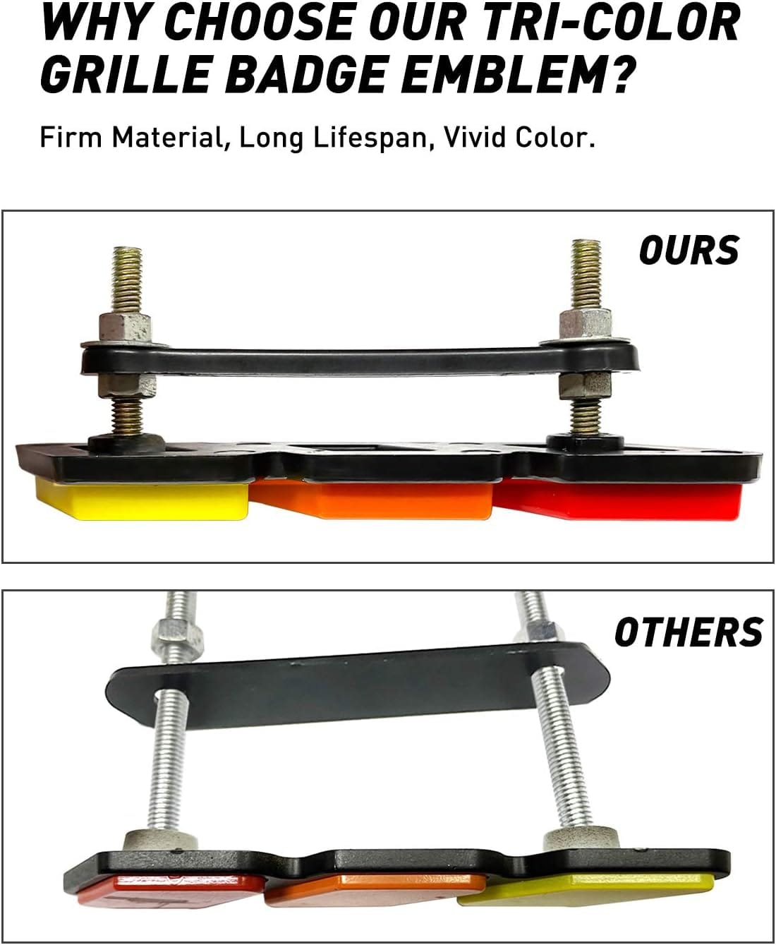 Oxilam Motor Vehicle Parts Tri-color Grille Badge Emblem Decoration Accessories Car Truck Label Fit for Tacoma 4Runner Tundra Sequoia Rav4 Highlander (White, Light Gray, Dark Gray)