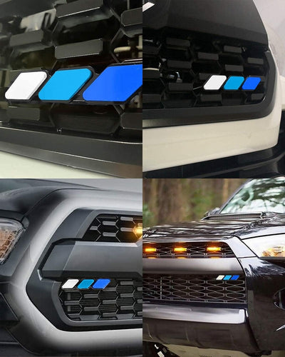 Oxilam Motor Vehicle Parts Tri-color Grille Badge Emblem Decoration Accessories Car Truck Label Fit for Tacoma 4Runner Tundra Sequoia Rav4 Highlander (White, Light Gray, Dark Gray)