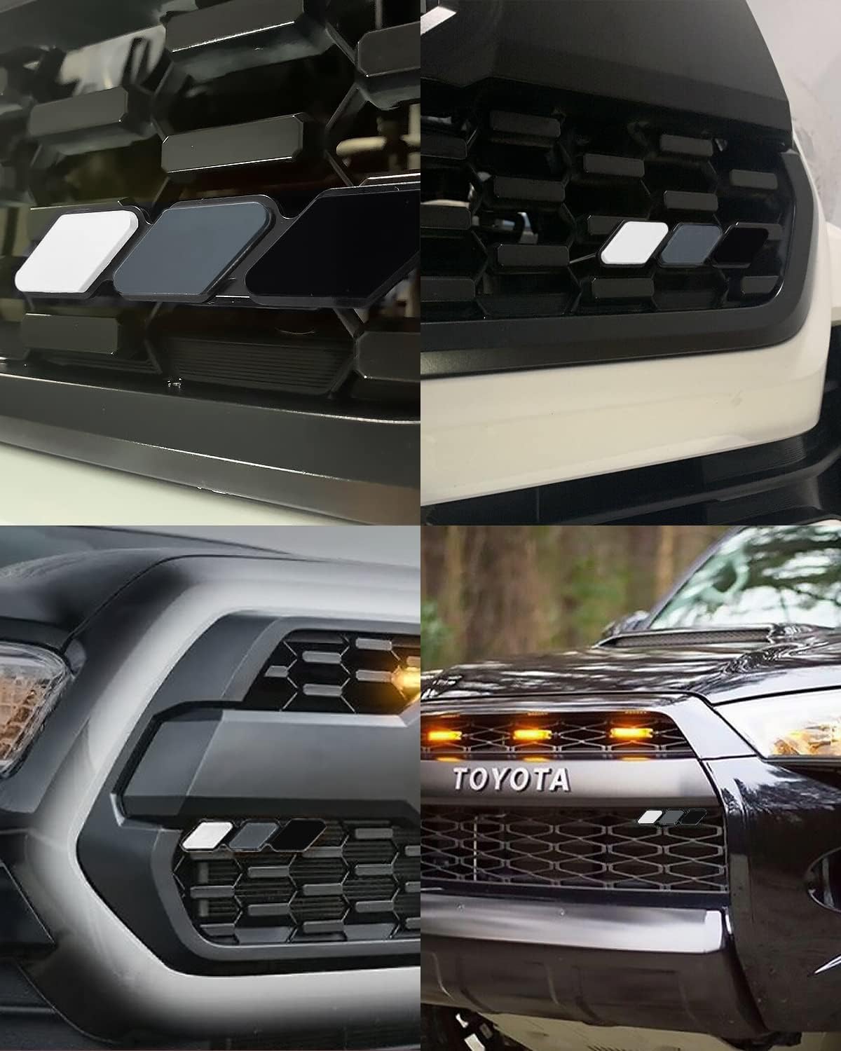 Oxilam Motor Vehicle Parts Tri-color Grille Badge Emblem Decoration Accessories Car Truck Label Fit for Tacoma 4Runner Tundra Sequoia Rav4 Highlander (White, Light Gray, Dark Gray)