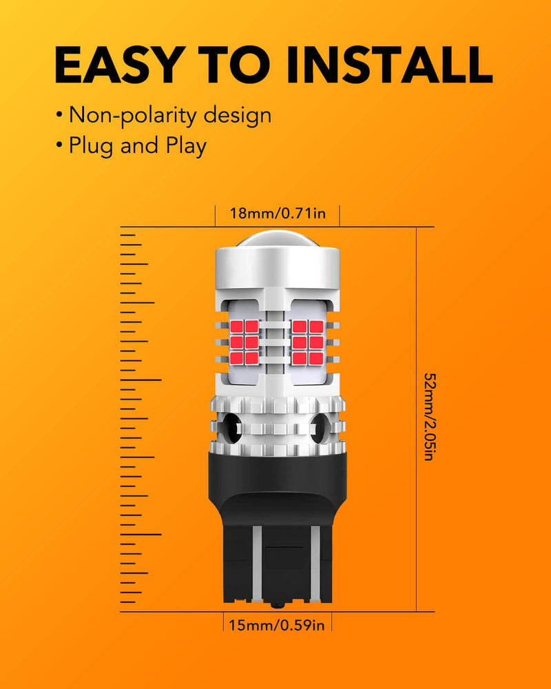 Oxilam Motor Vehicle Lighting 2022 Upgraded 7440 7443 LED Bulbs Red Brake Lights, 4000LM 600% Brighter, CANBUS Error Free, OXILAM 7441 7444 T20 W21W LED Lamps Replacement with Projector for Tail Turn Signal Stop Lights (Pack of 2)