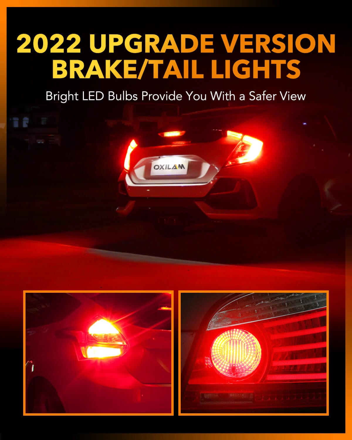 Oxilam Motor Vehicle Lighting 2022 Upgraded 7440 7443 LED Bulbs Red Brake Lights, 4000LM 600% Brighter, CANBUS Error Free, OXILAM 7441 7444 T20 W21W LED Lamps Replacement with Projector for Tail Turn Signal Stop Lights (Pack of 2)