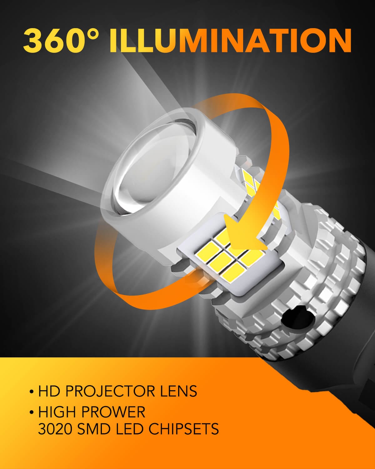 Oxilam 2022 Upgraded 7440 7443 LED Bulbs White for Reverse Lights, 4000LM 600% Brighter, OXILAM 7441 7444 T20 W21W LED Lamps Replacement for Backup Tail Brake Turn Signal Parking Lights and DRL (Pack of 2)