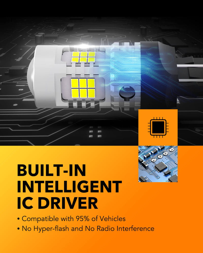 Oxilam 2022 Upgraded 7440 7443 LED Bulbs White for Reverse Lights, 4000LM 600% Brighter, OXILAM 7441 7444 T20 W21W LED Lamps Replacement for Backup Tail Brake Turn Signal Parking Lights and DRL (Pack of 2)